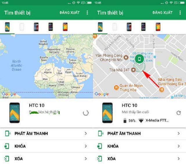 Hoàn thành tìm kiếm sẽ thấy bản đồ xác định vị trí số điện thoại bạn cần tìm