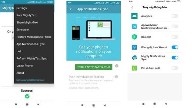 Thực hiện cài đặt Mightytext