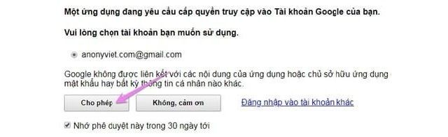 Ứng dụng yêu cầu quyền truy cập từ bạn