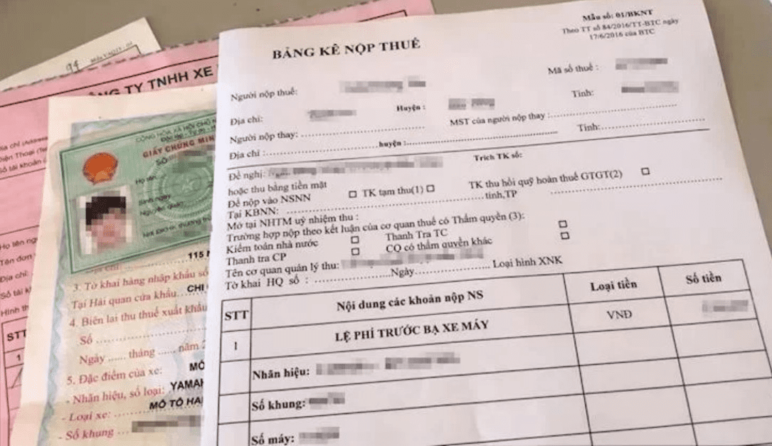 Mẫu hồ sơ khai nộp lệ phí trước bạ xe máy