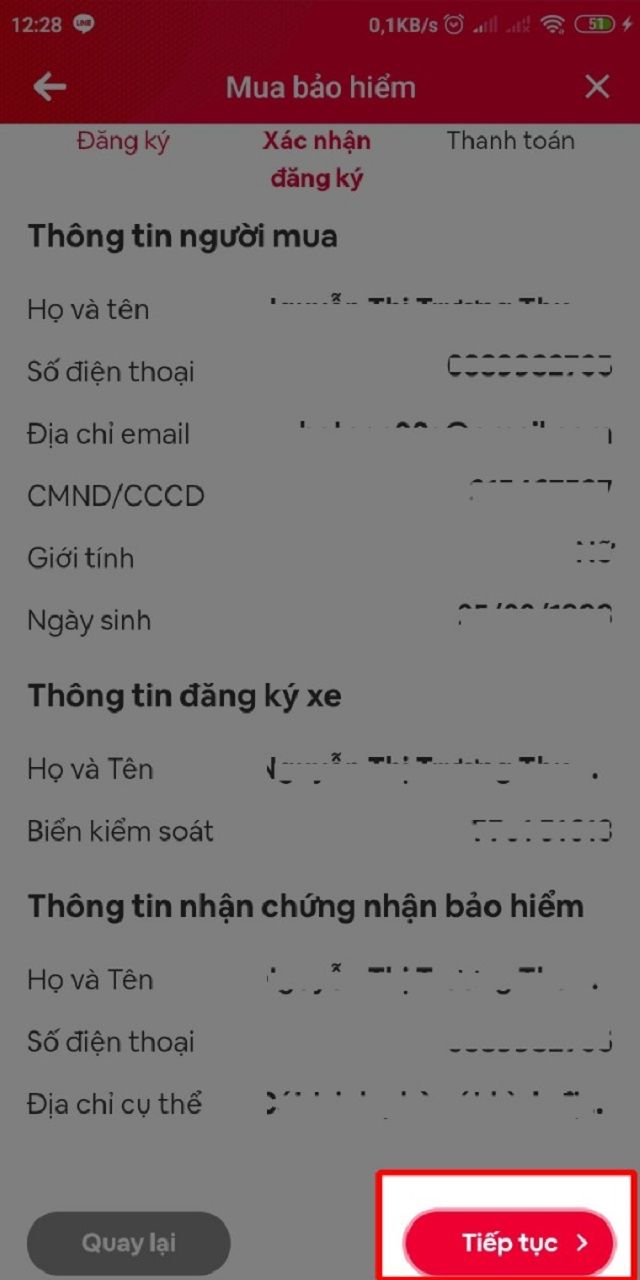 Quy định bảo hiểm xe máy: Hướng dẫn mua online bảo hiểm xe máy 49 Bước 8