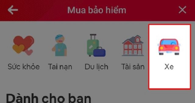 Quy định bảo hiểm xe máy: Hướng dẫn mua online bảo hiểm xe máy 44 Bước 3 chọn “Xe”