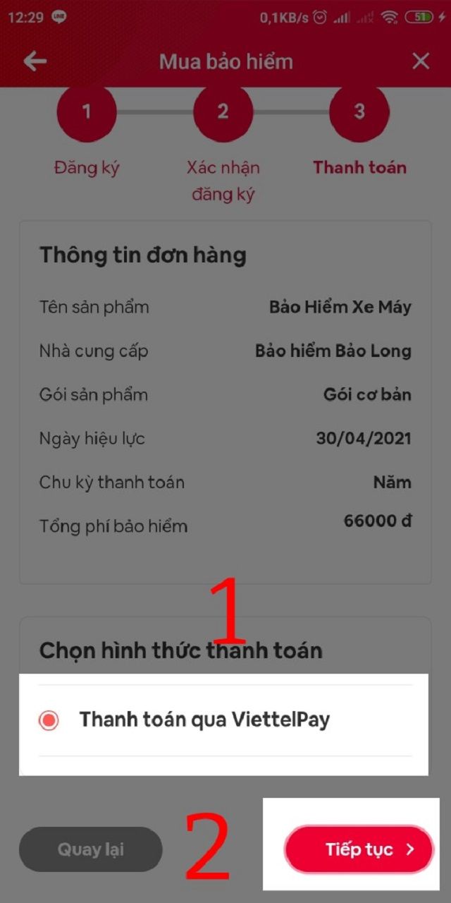 Quy định bảo hiểm xe máy: Hướng dẫn mua online bảo hiểm xe máy 50 Bước 9