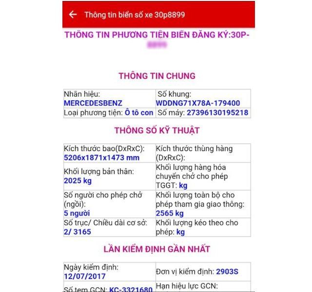 Cách tra cứu biển số xe ô tô, xe máy online nhanh chóng đơn giản 26 Kết quả tra cứu biển số xe ô tô thông qua ứng dụng Biển Số Xe